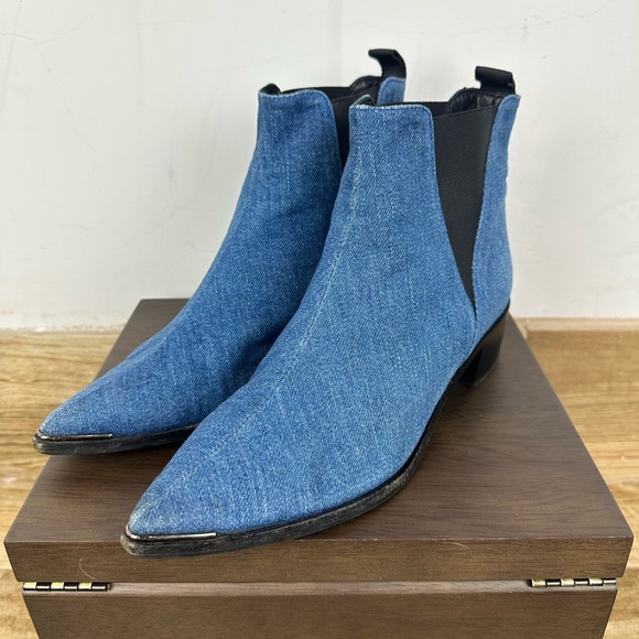 Acne Studios Jensen Blue Denim Pointy Toe Bootie - Picture 1 of 9